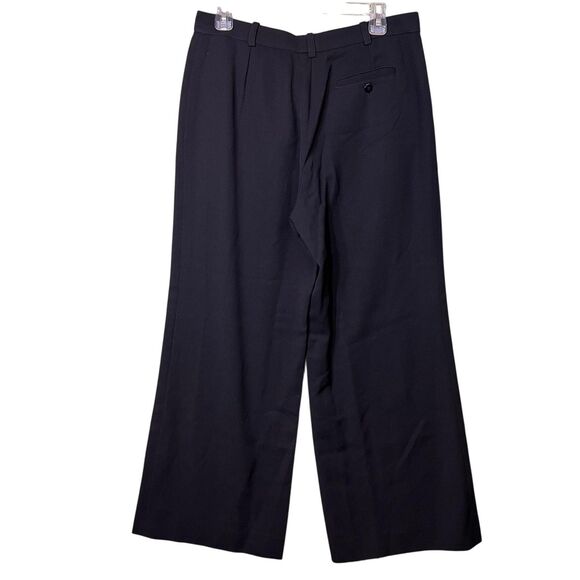 Armani Collezioni Pants Womens 10 Black Wide Leg Wool Trousers Made Italy Office - Picture 4 of 15
